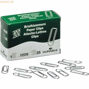 20 x Durable Büroklammern 26mm verzinkt VE=100 Stück 20 x Durable Büroklammern 26mm verzinkt VE=100 Stück von Durable