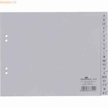 Durable Register 1/2 A4 A-Z PP grau Durable Register 1/2 A4 A-Z PP grau von Durable