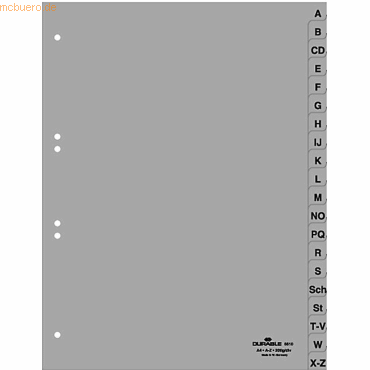 20 x Durable Register A4 A-Z PP grau von Durable