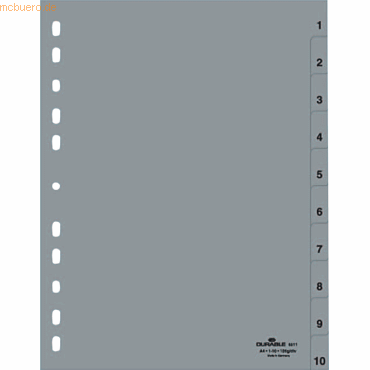 25 x Durable Register A4 1-10 PP grau 25 x Durable Register A4 1-10 PP grau von Durable