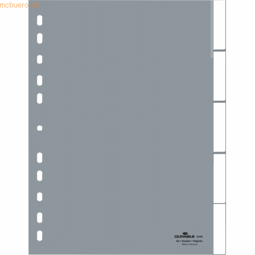 25 x Durable Register A4 blanko 5-teilig grau von Durable