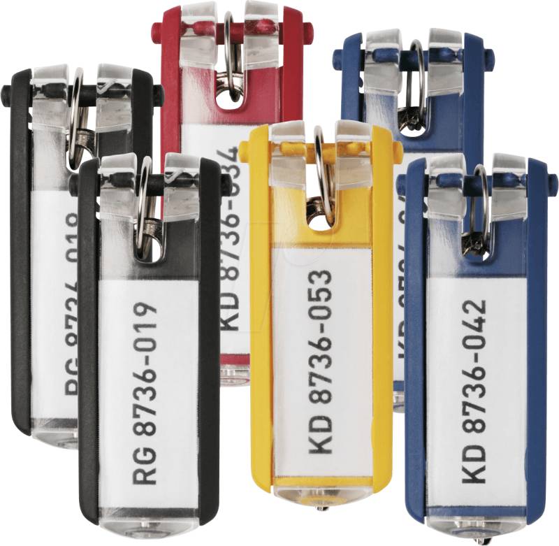 DURABLE 195700 - Schlüsselanhänger Key Clip, 6 Stück, sortiert von Durable