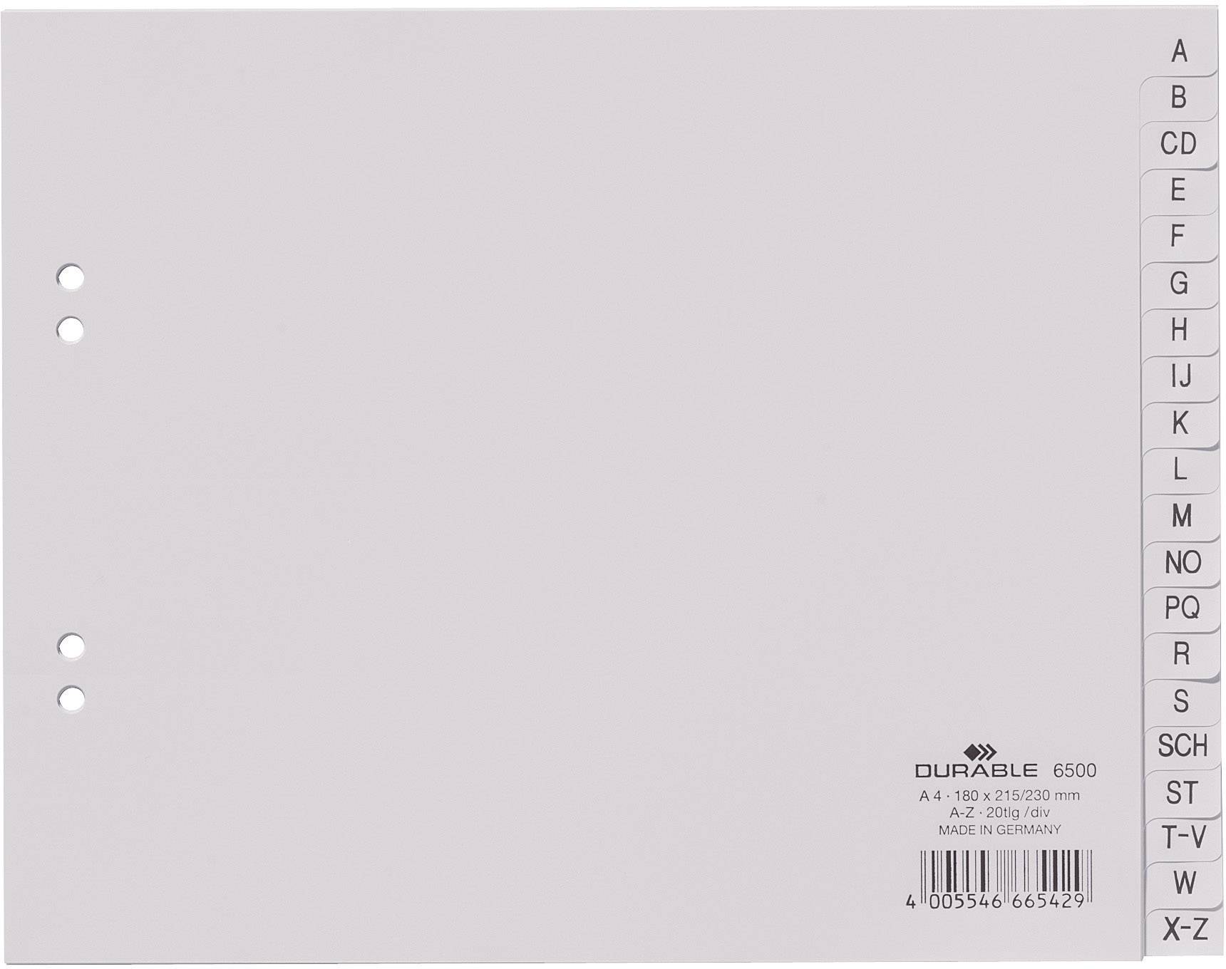 DURABLE A-Z-Register A4 PP teildeckend 20-tlg. grau DURABLE A-Z-Register A4 PP teildeckend 20-tlg. grau von Durable