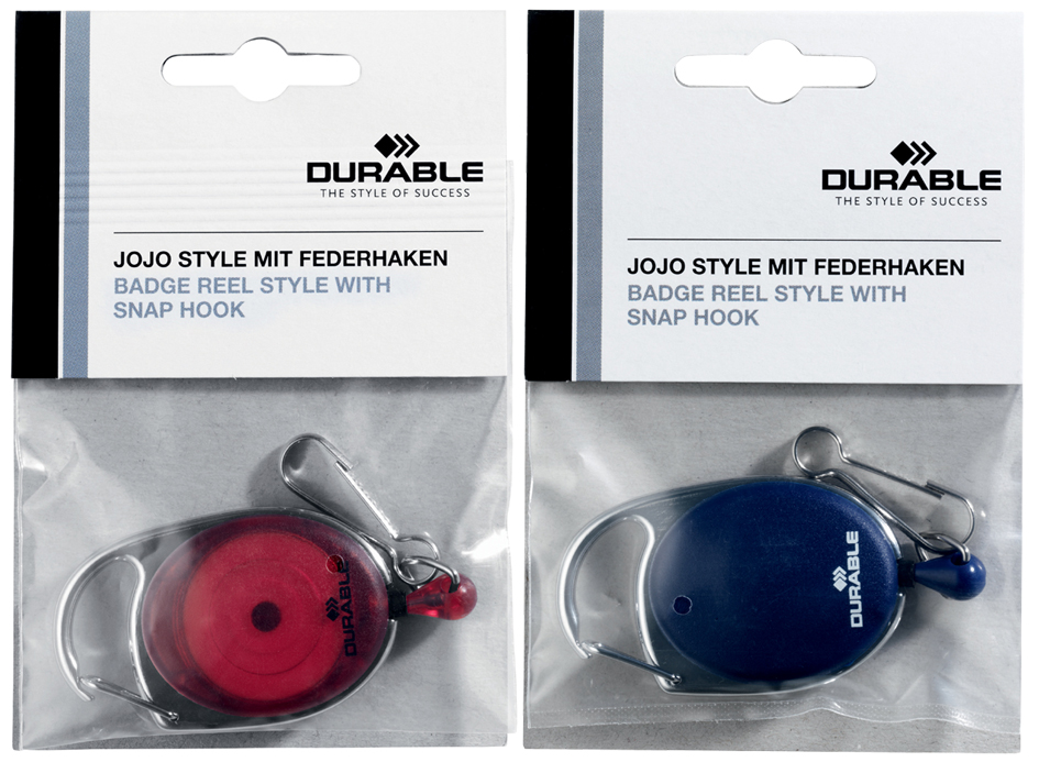 DURABLE Ausweishalter mit Jojo, oval, rot/transparent von Durable