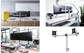 DURABLE - Befestigungskit - einstellbarer Arm - für 2 Monitore - Aluminium, hochwertiger Kunststoff - Silber - Bildschirmgröße: 53,3-68,6 cm (21-27) - Klemmmontage, Tischmontage (508523) von Durable