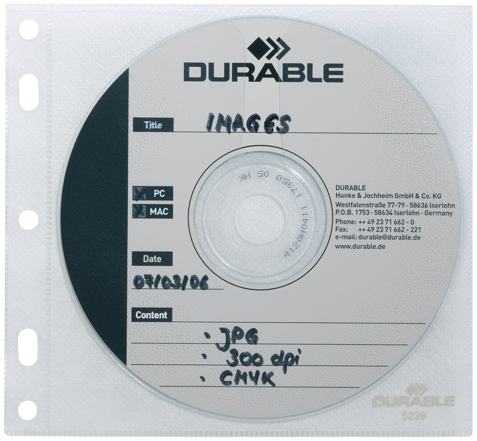 DURABLE CD-/DVD-Hülle COVER FILE, PP, transparent von Durable