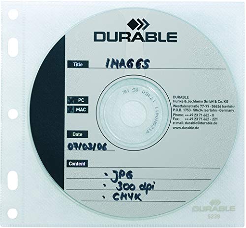 DURABLE CD-Hülle, zum Abheften, PP, für: 1 CD/DVD, farblos, transparent (10 Stück), Sie erhalten 1 Packung á 10 Stück von Durable