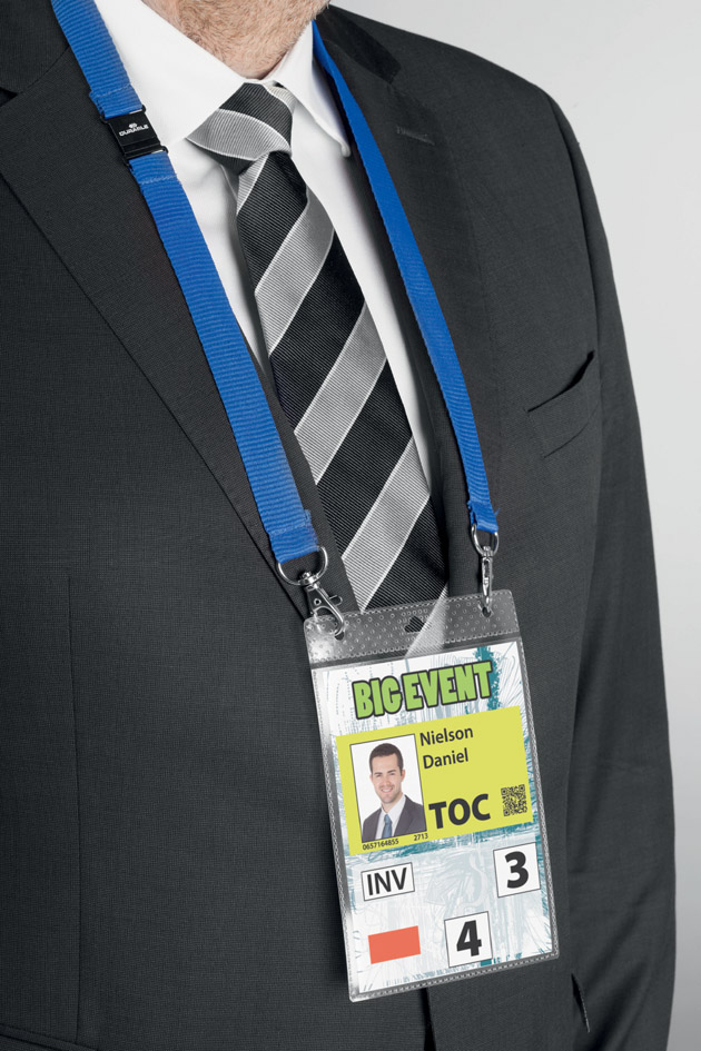 DURABLE Event-Namensschild, mit Textilband, DIN A6 von Durable