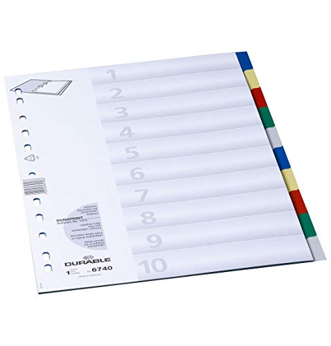 DURABLE Hunke & Jochheim Register, PP, blanko, farbiger Verlauf, DIN A4, 210/220 x 297 mm, 10 Blatt, 5 Stück von Durable