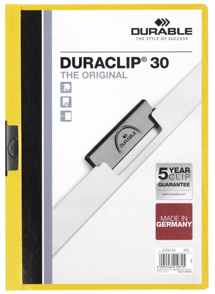 DURABLE Klemmhefter DURACLIP ORIGINAL 30, DIN A4, gelb von Durable