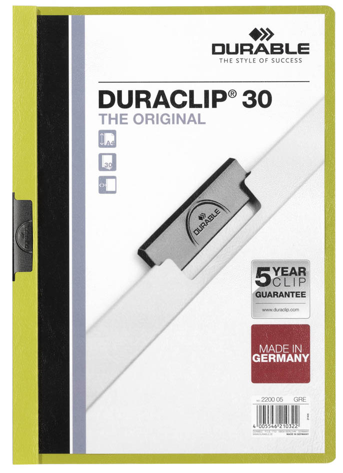 DURABLE Klemmhefter DURACLIP ORIGINAL 30, DIN A4, grün von Durable