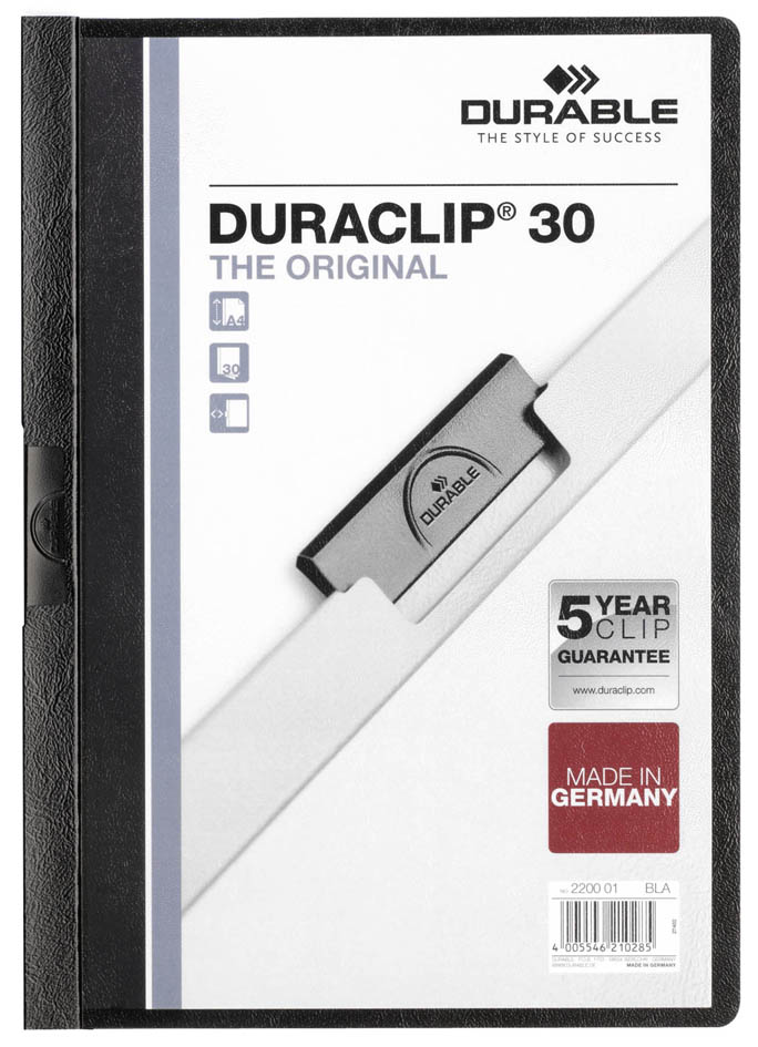 DURABLE Klemmhefter DURACLIP ORIGINAL 30, DIN A4, schwarz von Durable