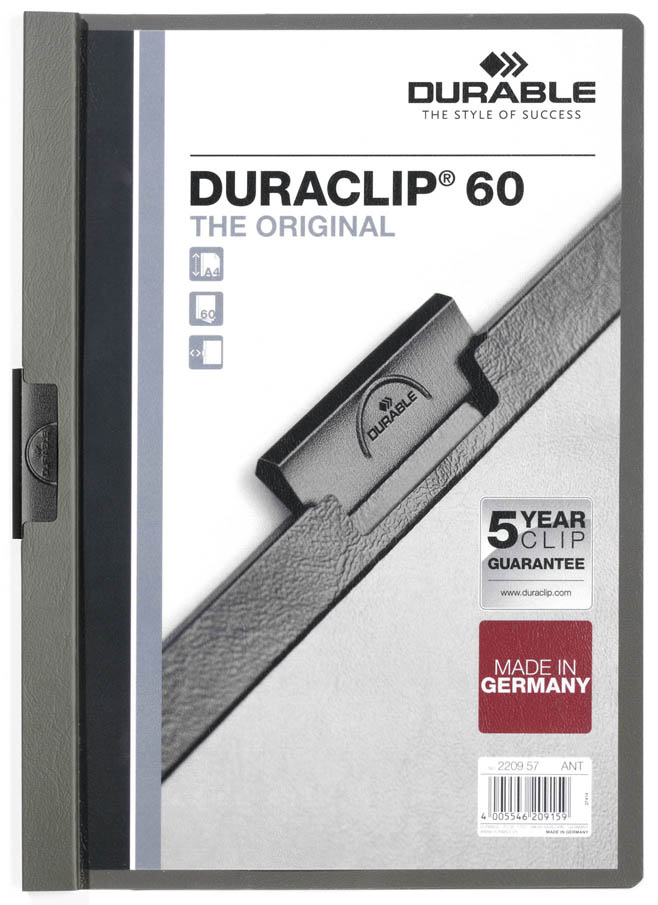 DURABLE Klemmhefter DURACLIP ORIGINAL 60, DIN A4, anthrazit von Durable