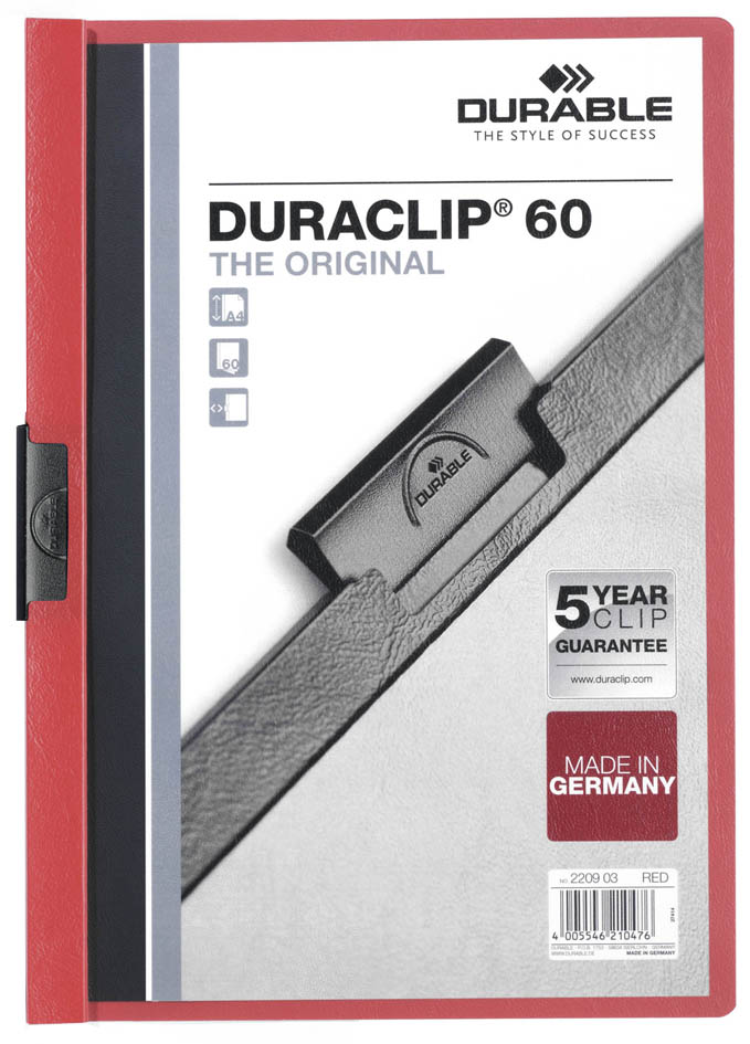 DURABLE Klemmhefter DURACLIP ORIGINAL 60, DIN A4, rot von Durable