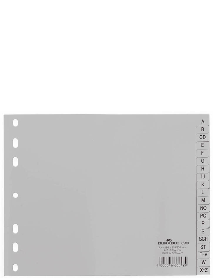 DURABLE Kunststoff-Register, A-Z, A4 halbe Höhe, 20-teilig von Durable