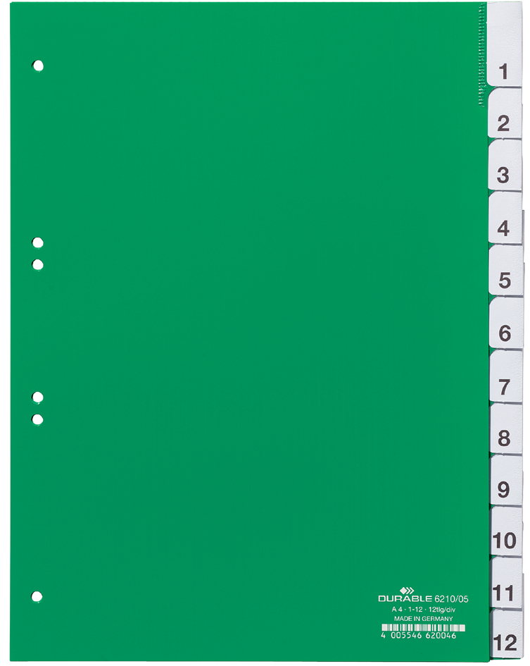 DURABLE Kunststoff-Register, PP, Stärke: 0,12 mm, 12-teilig von Durable