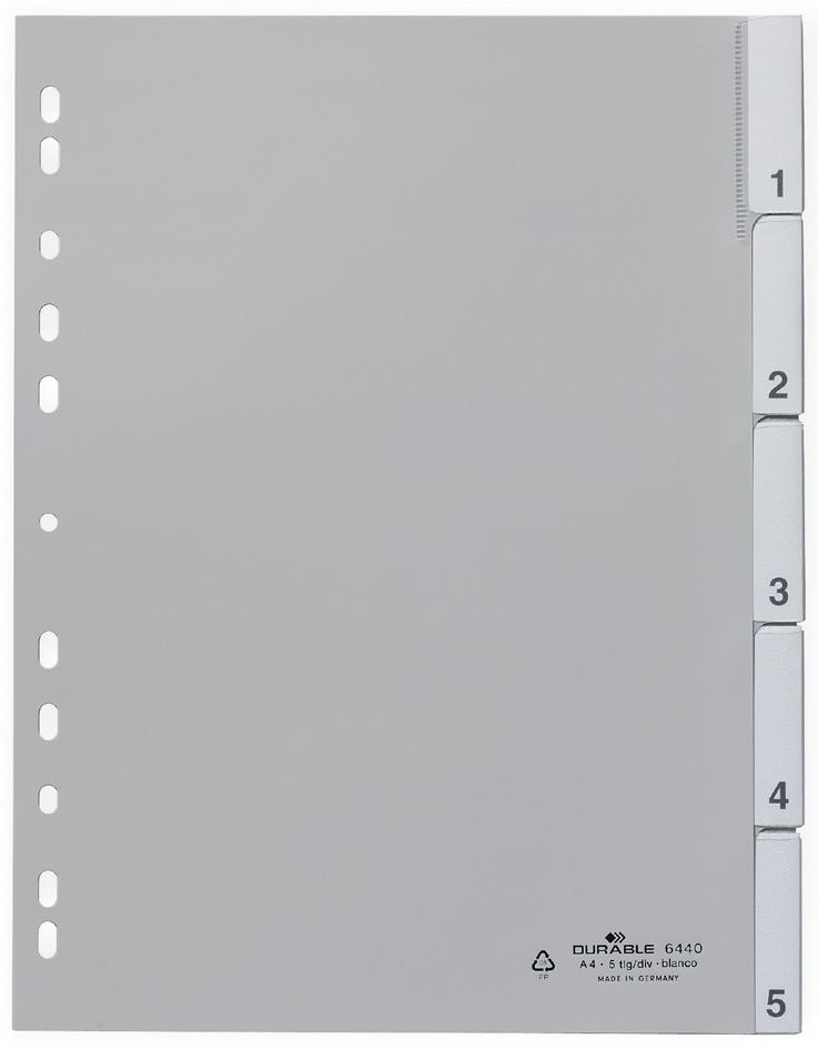 DURABLE Kunststoff-Register, PP, Stärke: 0,12 mm, 5-teilig von Durable