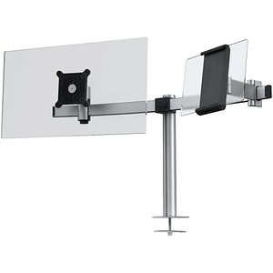 DURABLE Monitor-Halterung 508823 silber für 1 Monitor und 1 Tablet, Tischbohrung von Durable