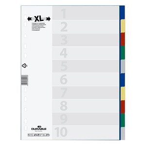 DURABLE Ordnerregister Vollformat, Überbreite blanko blau, gelb, rot, grün, grau 10-teilig, 1 Satz DURABLE Ordnerregister Vollformat, Überbreite blanko blau, gelb, rot, grün, grau 10-teilig, 1 Satz von Durable