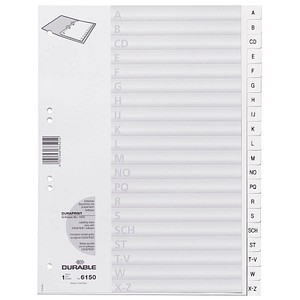 DURABLE Ordnerregister Vollformat A-Z weiß 20-teilig, 1 Satz von Durable