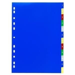 DURABLE Register A4 12tlg. 1-12 mit farbigen Taben geprägt und Deckblatt PP 20 ST 675027 von Durable