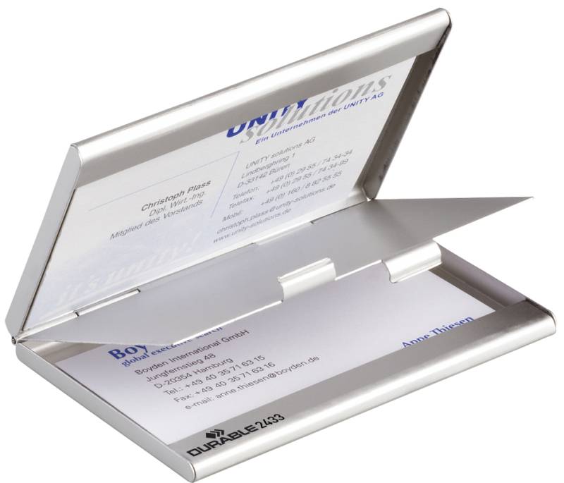 DURABLE Visitenkarten-Etui BUSINESS CARD BOX DUO, mattsilber von Durable