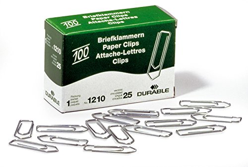 Durable 121025 Hunke & Jochheim Briefklammer, Metall, 32 mm, verzinkt, Schachtel mit 100 Stück von Durable