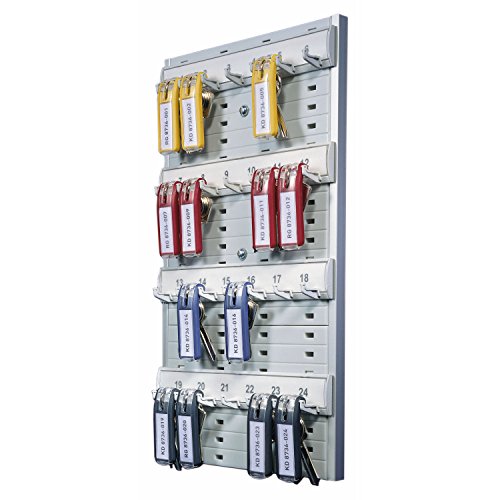 Durable 21,9 x 3,5 x 35,6 x 35,6 cm (8 3/8 x 1 3/8 x 14 1/8 Zoll) Schlüsselleiste mit 24 Tag-Kapazität, grauer Kunststoff (DBL195610) von Durable