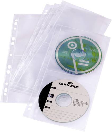 Durable 4fach CD/DVD Ordner-Hülle 4 CDs/DVDs/Blu-rays Polypropylen Transparent 5 St. 528219 von Durable