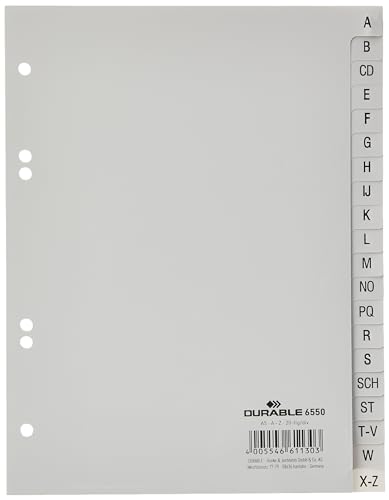 Durable 6550 10 Register - A - Z, 20 Blatt, AS, grau von Durable