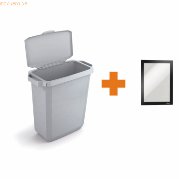 Durable Abfalleimer DURABIN 60 VEH2023008 Klappdeckel grau +Rahmen von Durable