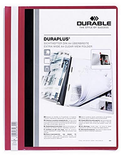 Durable Angebotshefter Duraplus mit Sichttasche für A4, rot, 25er Packung, 257903 von Durable