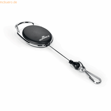 Durable Aufrollmechanismus JoJo Style mit Federhaken 80cm schwarz Durable Aufrollmechanismus JoJo Style mit Federhaken 80cm schwarz von Durable