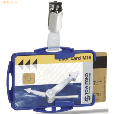 Durable Ausweishalter Duo mit Clip 54x85mm VE=25 Stück blau von Durable