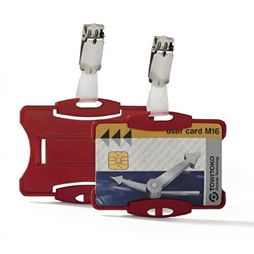 Durable Ausweiskartenhalter (für Betriebsausweis mit Clip, 87 x 54 mm (Innenmaß)) Packung à 25 Stück, rot, 811803 von Durable