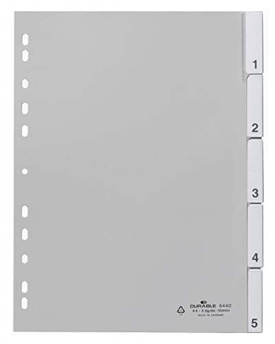 Durable Blanko-Register aus PP, 5-teilig, Universallochung, grau, 644010 von Durable