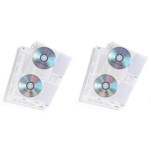 Durable CD/DVD-Hüllen (A4 mit Schutzvlies für 4 CDs/DVDs, aus PP) Beutel à 5 Stück, transparent, 522219 (Packung mit 2) von Durable