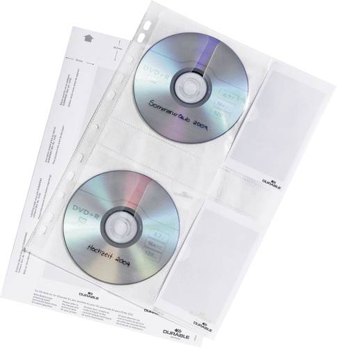 Durable CD/DVD Ordner-Hülle 522219 4 CDs/DVDs/Blu-rays Transparent Polypropylen 5St. von Durable