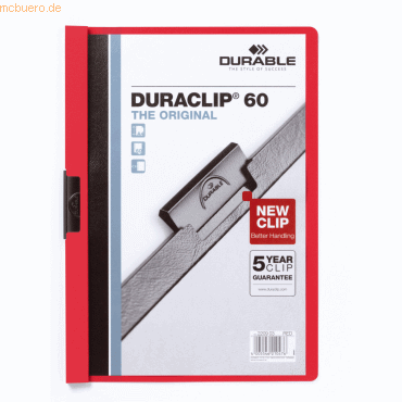 25 x Durable Cliphefter Duraclip Original 60 rot von Durable