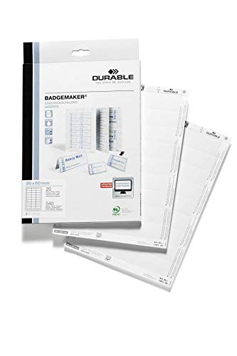 Durable Einsteckschilder Badgemaker, 30 x 60 mm, 540 Schilder, weiß, 145102 Durable Einsteckschilder Badgemaker, 30 x 60 mm, 540 Schilder, weiß, 145102 von Durable