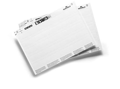 Durable Einsteckschilder Label Refill 200x20mm, 100 Etiketten auf A5 Bögen, weiß, 800002 von Durable