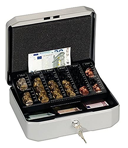 Durable Geldkassette Euroboxx S, mit 2 Schlüsseln, inkl. Zählbrett und Geldscheinfächern, silbergrau, 177857 von Durable
