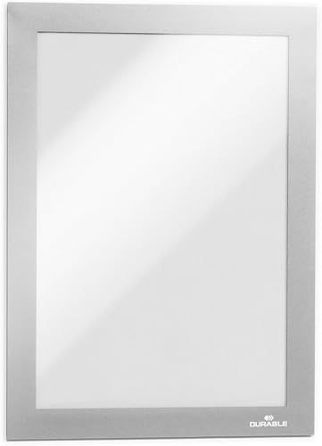 Durable Info-Rahmen Duraframe (A5, selbstklebend mit Magnetverschluss) 2 Stück, silber, 487123 von Durable