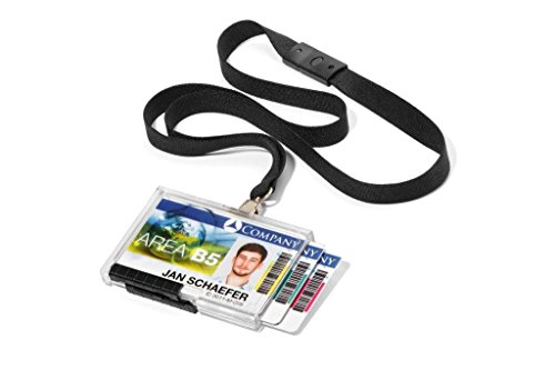 Durable Kartenhalter Pushbox Trio mit Textilband, 10 Stück, transparent, 892501 von Durable