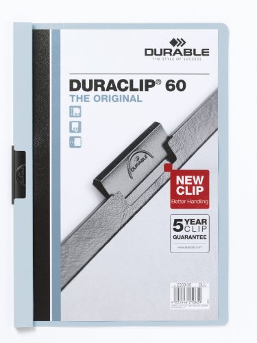 Durable Klemm-Mappe Duraclip Original 60 (für 1-60 Blatt A4), 25 Stück, blau, 220906 von Durable