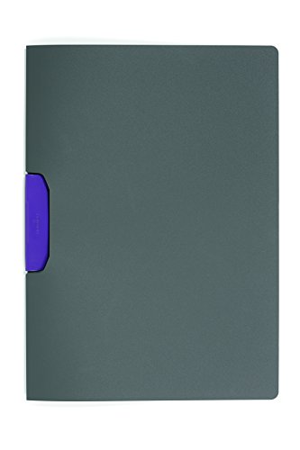 Durable Klemm-Mappe Duraswing Color für 30 Blatt DIN A4, Beutel 5 Stück, anthrazit mit lila Klemme, 230412 von Durable
