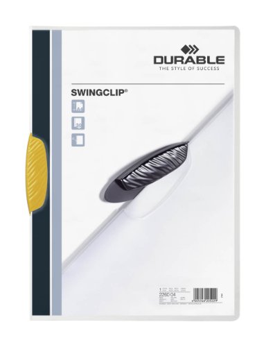 Durable Klemm-Mappe Swingclip aus PP, bis zu 30 Blatt A4, gelb, 25er Packung, 226004 von Durable