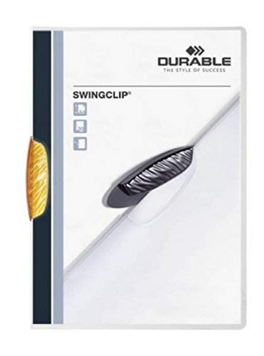 Durable Klemm-Mappe Swingclip aus PP, bis zu 30 Blatt A4, orange, 25er Packung, 226009 von Durable
