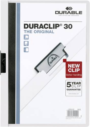 Durable Klemmmappe DURACLIP 30 - 2200 220002 DIN A4 Weiß von Durable