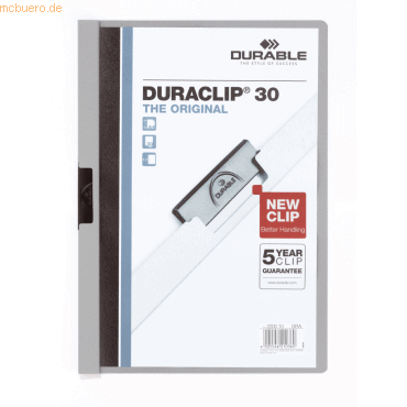 Durable Klemmmappe Duraclip Original 30 bis 30 Blatt A4 grau von Durable